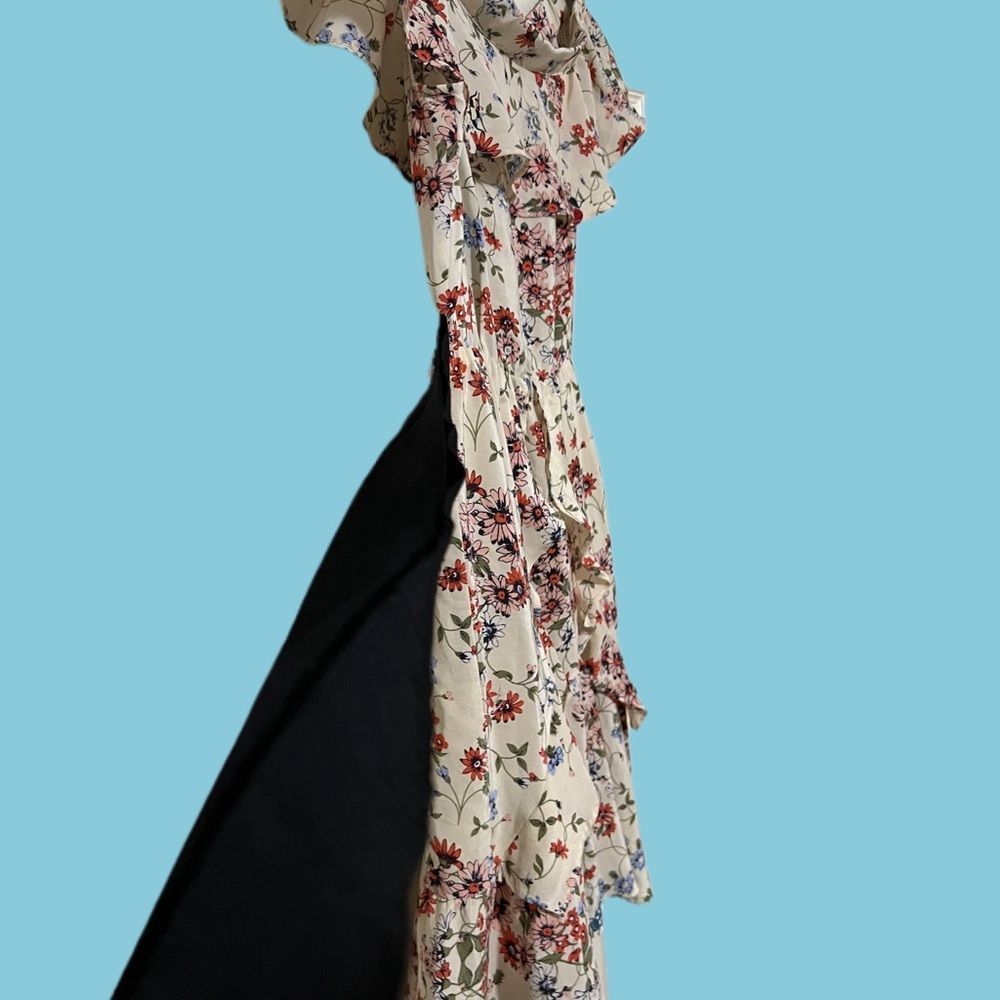 Maje | Modern Cottagecore | Lined |Silk | Butterfly Ladybug Ruffled Floral Dress - Picture 10 of 13